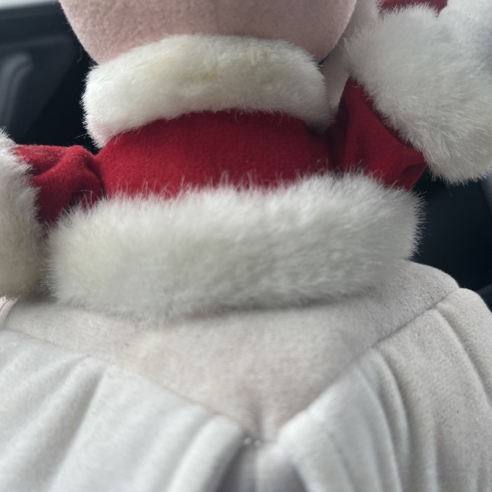 VTG Mickey Plush Tree Topper Santa Gift Box Xmas Holiday Decor W/handmade Santa - Picture 9 of 16